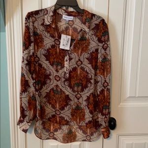 NWT brown floral blouse